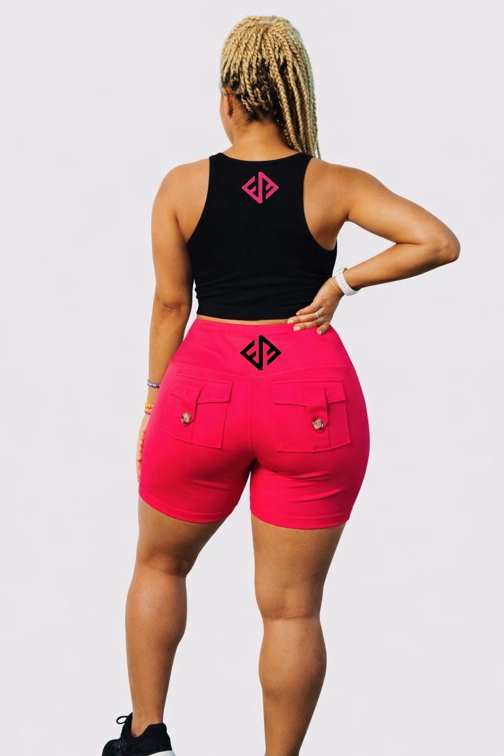 SEAMLESS CROPPED TANK TOP w/ CARGO BIKER SHORTS